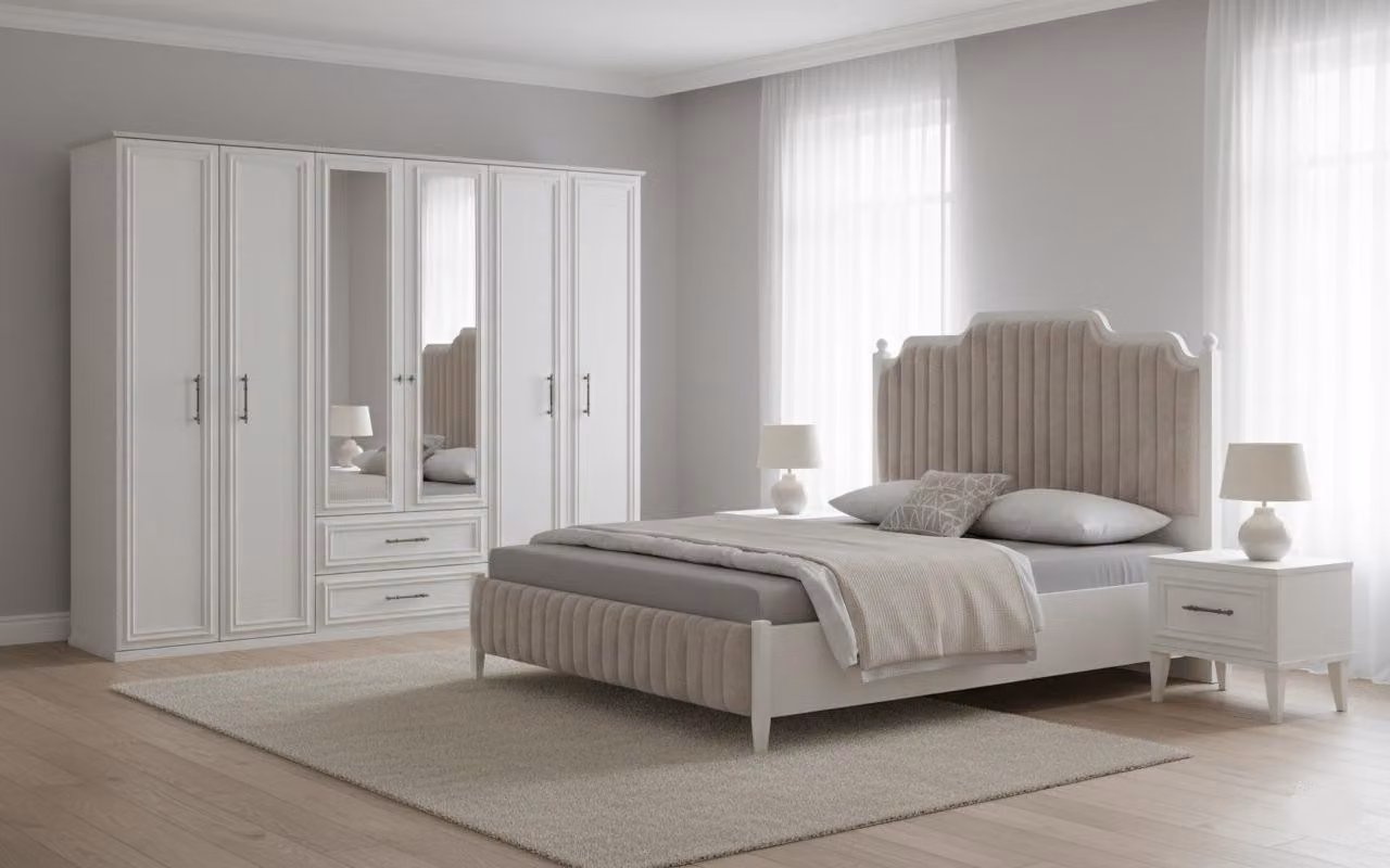 Elegante set da camera da letto composto da due elementi, ideale per un arredamento moderno