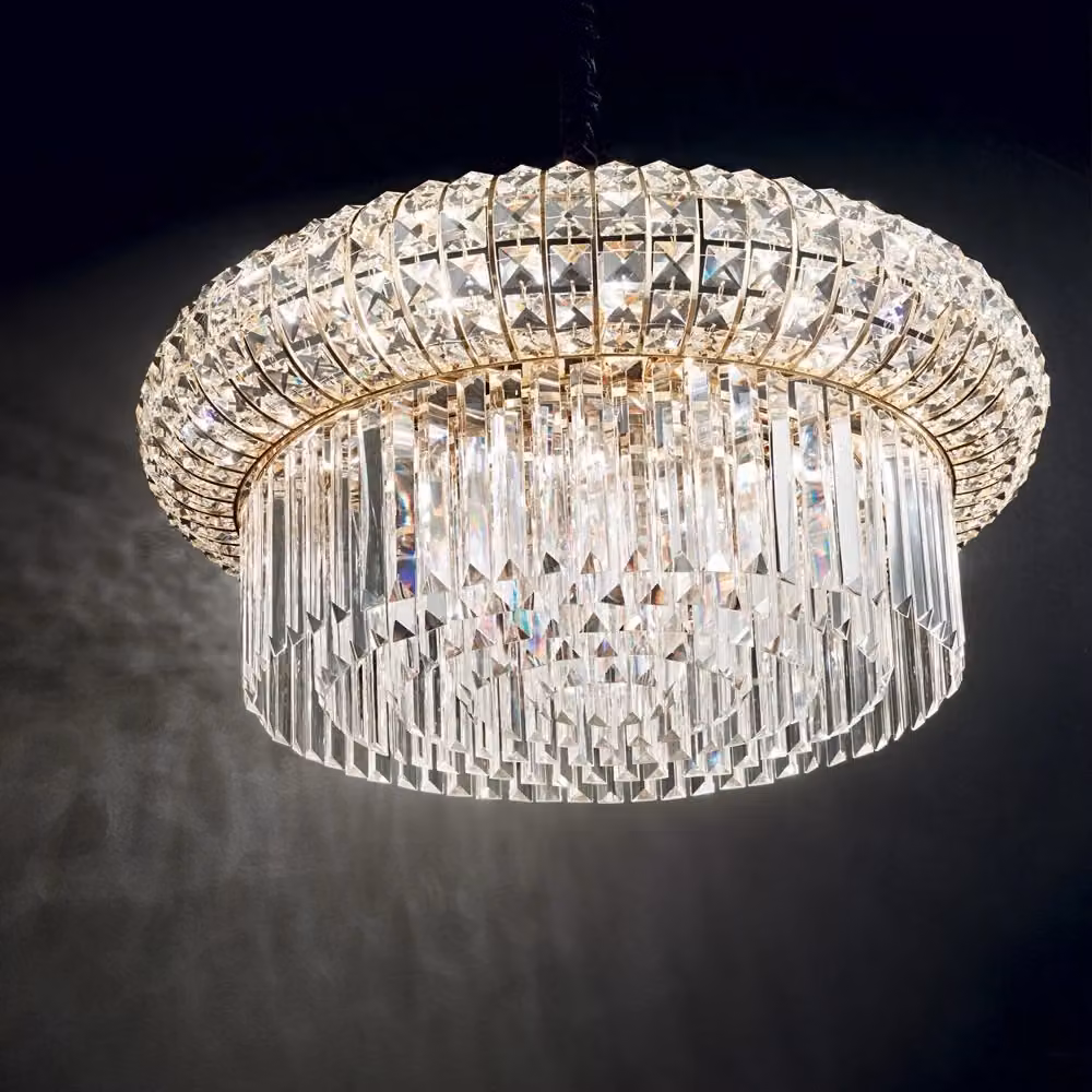 Lampadario Classico Nabucco IDEAL LUX in Metallo Oro e Cristallo con 16 Luci E14 – 2