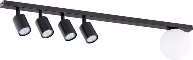 Plafoniera Emibig BASTER nera con 5 luci, design moderno in metallo e vetro, L: 90 cm