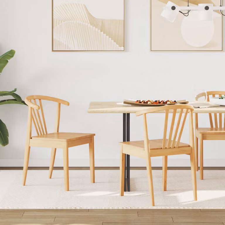 Set di 2 sedie da pranzo vidaXL in legno di gomma massiccio colore marrone naturale