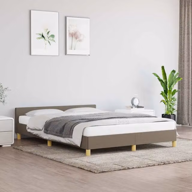 Letto con giroletto imbottito vidaXL in tessuto beige L 140 x P 200 cm