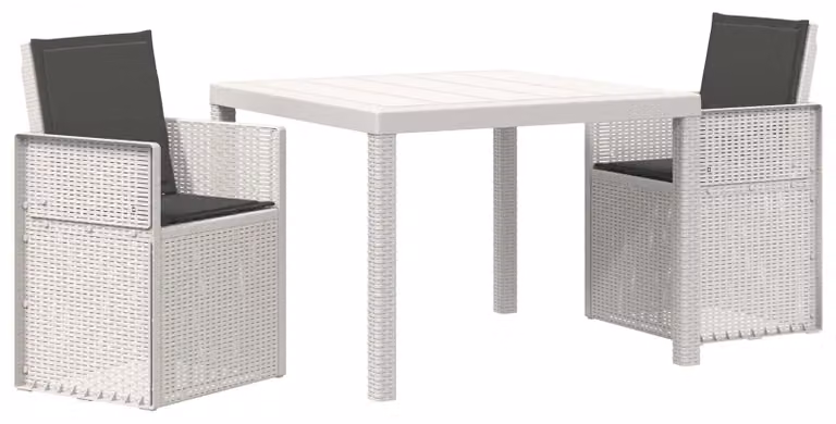 Set da Pranzo per Giardino 3 pcs Bianco e Antracite PP