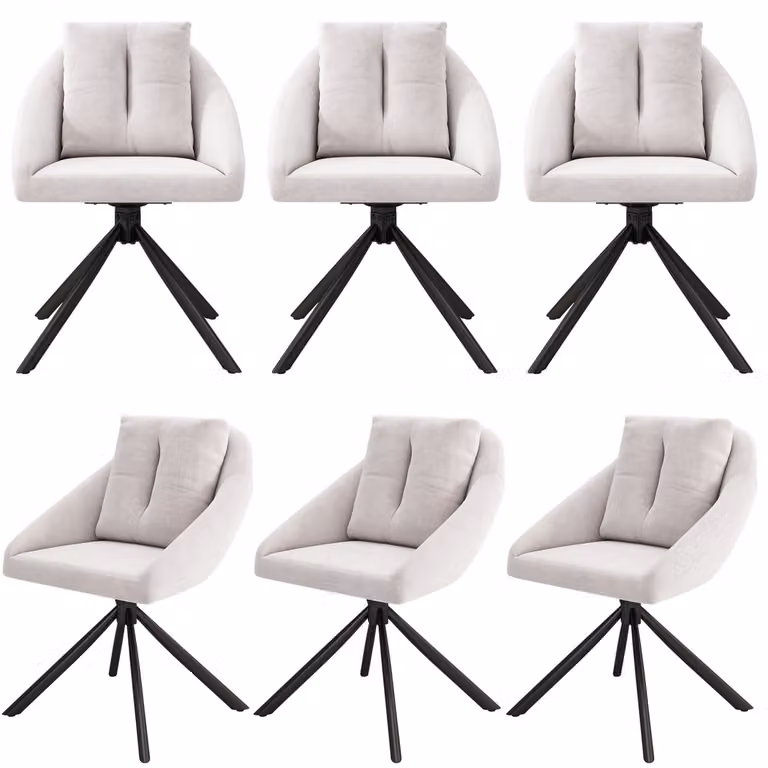 SWeiko sedia da pranzo sedia di velluto sedia imbottita sedia girevole, tessuto di velluto traspirante, design ergonomico, 6 pezzi, beige