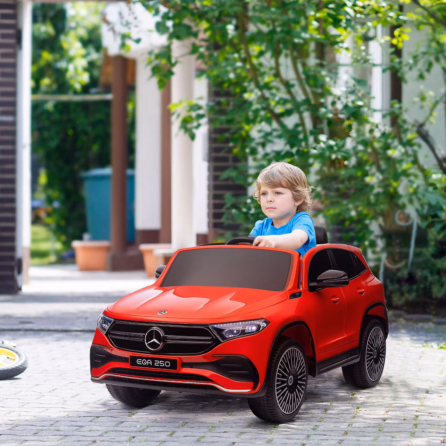 Macchina Elettrica Mercedes HOMCOM per Bambini 3-8 Anni con Telecomando, Fari e Clacson, Rossa e Nera – 2