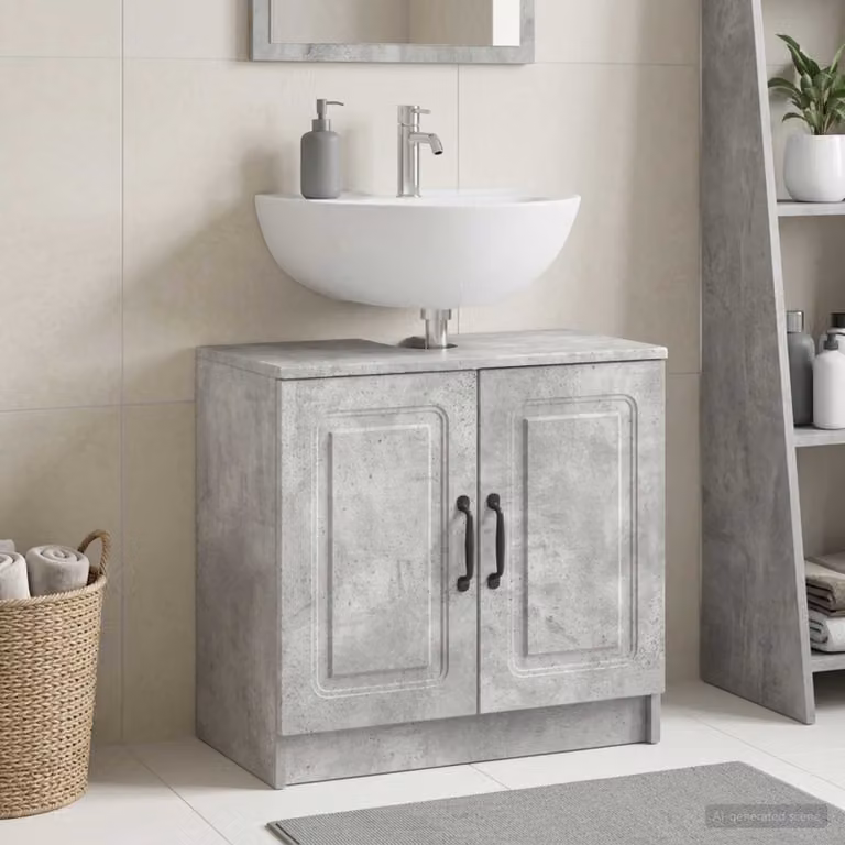 Armadio per lavabo da bagno vidaXL UTRECHT moderno con ante a battente in grigio e nero