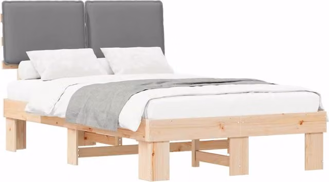 Letto matrimoniale | Letto per adulti | Letto con Testiera Rivestita Grigio chiaro 120 x 190 cm