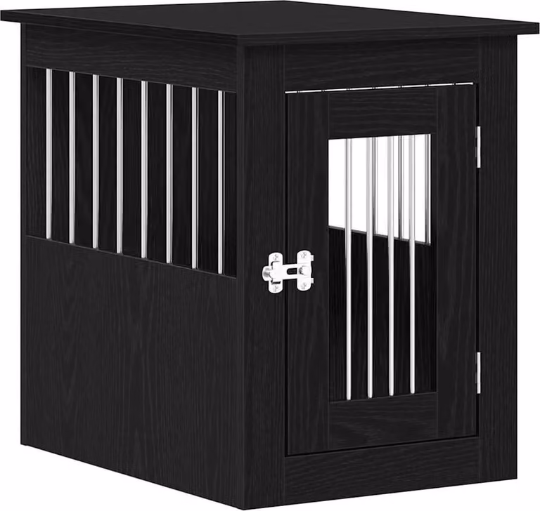 Trasportino per Cani Rovere Nero 45x62x59 cm in Legno Aggregato