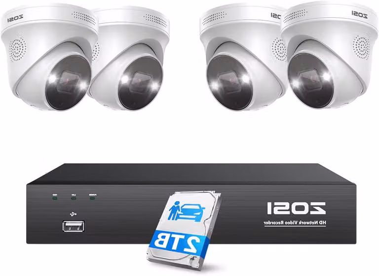Kit di telecamere di sicurezza - Sistema di telecamere IP - Risoluzione 5MP - Capacità di archiviazione 2TB - Colore nero