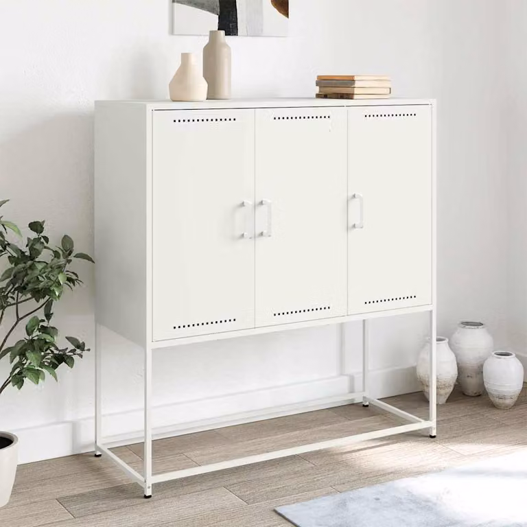 Credenza in stile industriale vidaXL in metallo bianco L/P/H: 100,5 x 39 x 107 cm