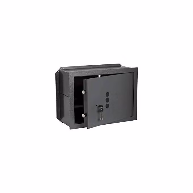 Cassaforte a muratura Cisa 82210 con chiave e combinatore meccanico, 4 catenacci in acciaio da 10 mm, colore grigio, L: 42 cm, P: 30 cm, H: 25 cm – 2