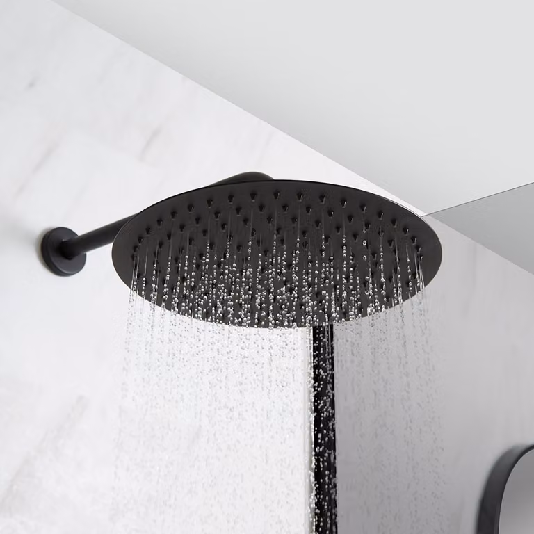 Sistema Termostatico Doccia e Vasca Nero con Soffione Rotondo da 300mm (1 Via) - Nox