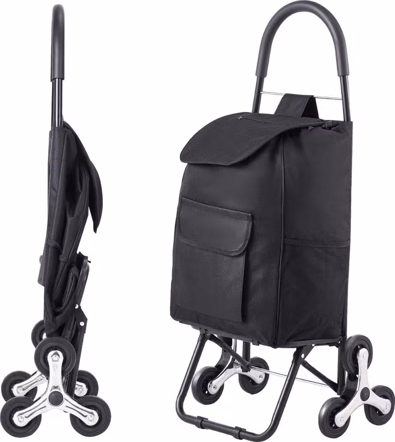 Trolley saliscale SucceBuy, carrello spesa pieghevole da 36 litri. Un pratico trolley con 6 ruote e una borsa in tessuto Oxford. Ideale per la spesa, gli alimentari e il bucato