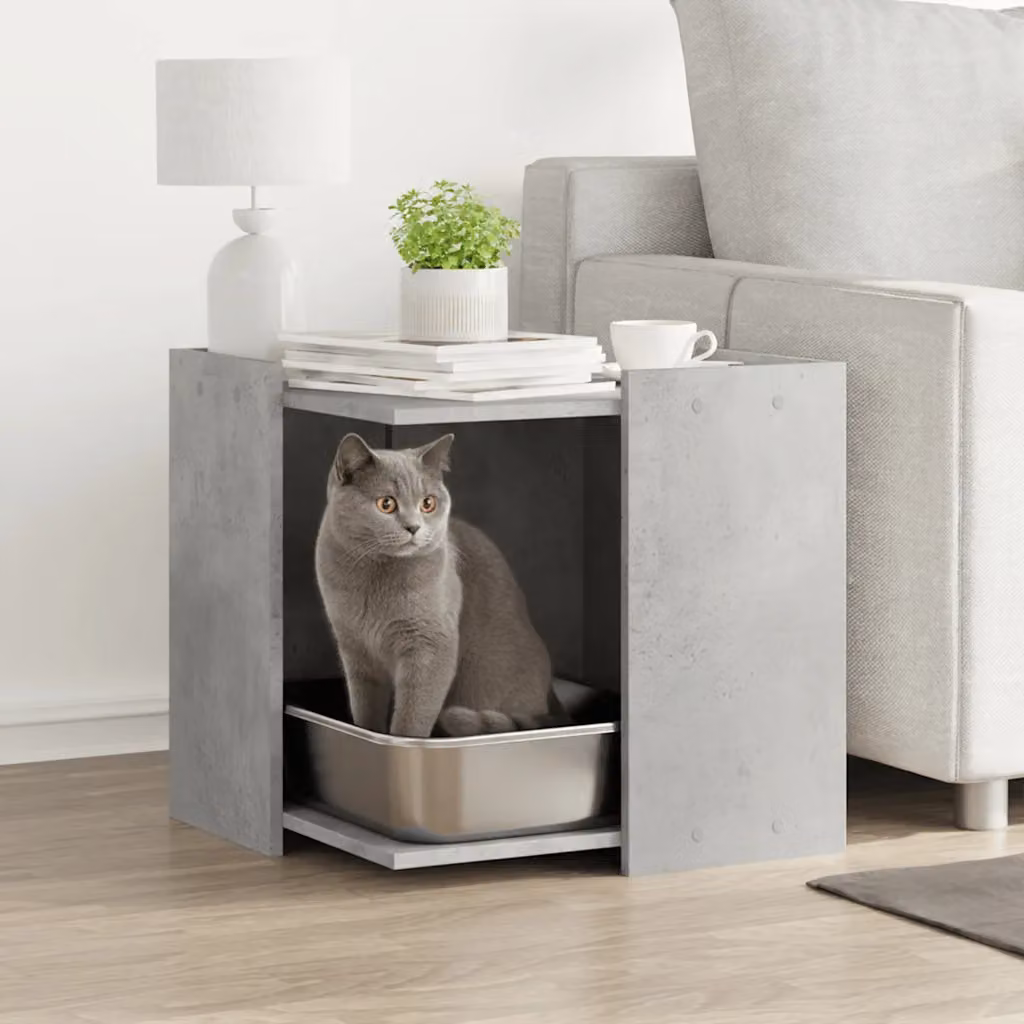 vidaXL Rifugio per lettiera per gatti Grigio, L 53 x P 53 x H 51 cm