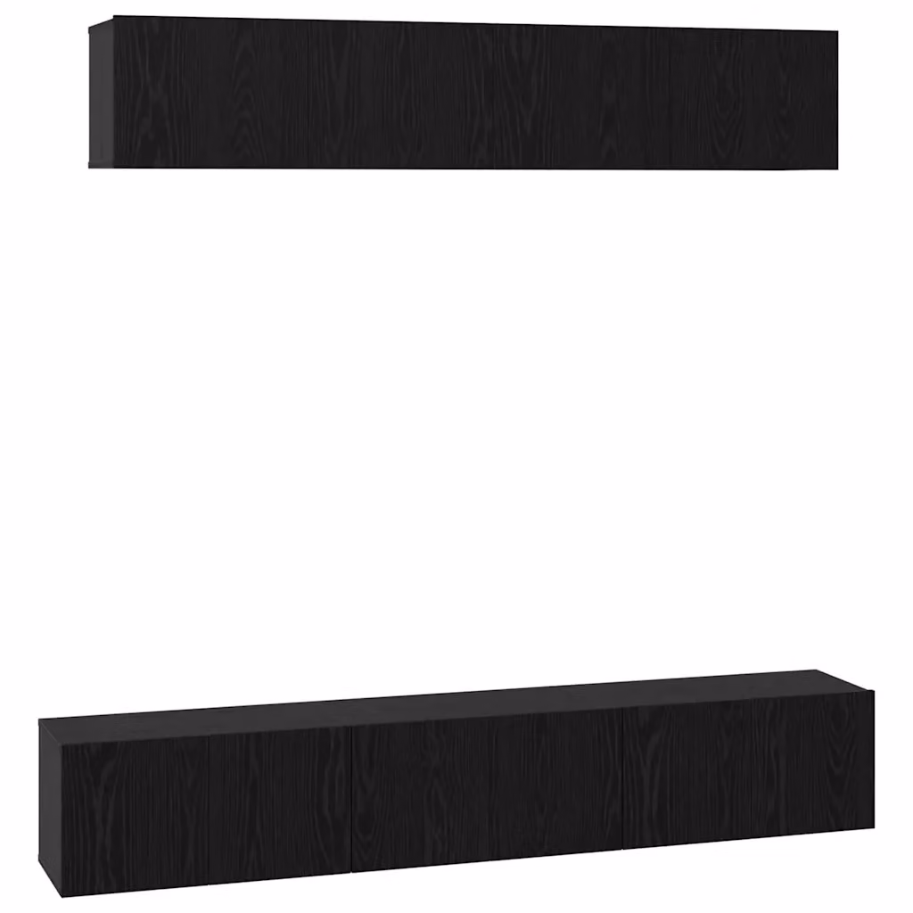 Set mobile TV moderno vidaXL in 5 pezzi, Rovere e Nero, in legno MDF – 2
