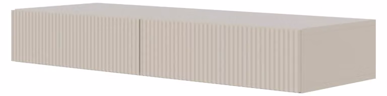 Tavolino da trucco sospeso, 110 cm, grigio tortora, frontale a lamelle, apertura a pressione