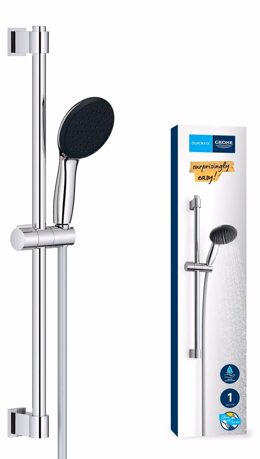 Set doccia Vitalio Start 110, cromato, 60 cm, con un getto a pioggia