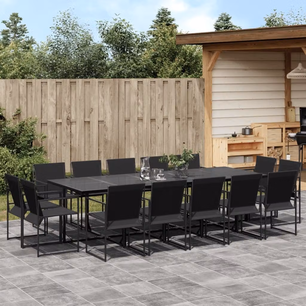 Maison Exclusive - Set da Pranzo da Giardino 15 pz Nero in Textilene