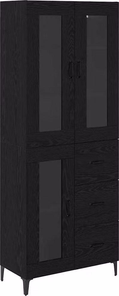 Credenza Rovere Nero 69,5 x 34 x 180 cm Legno multistrato