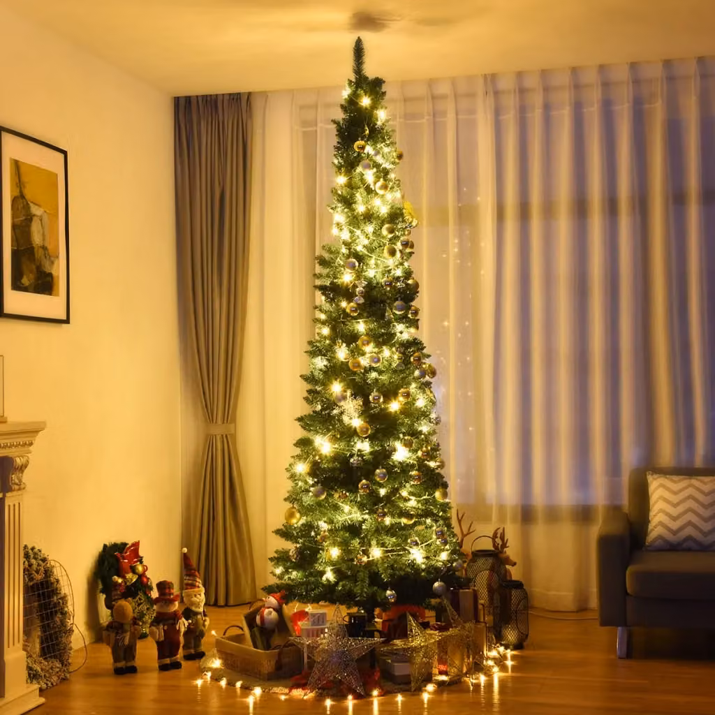 Albero di Natale Design Mania Verde in PVC con struttura a cerniere e base, Altezza: 270 cm – 2