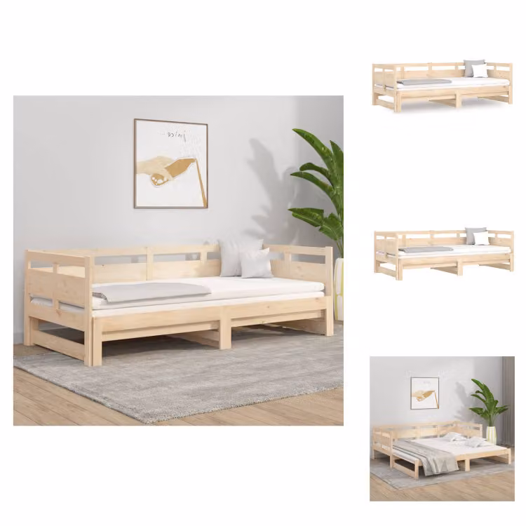 vidaXL Letto da giorno allungabile in pino massiccio 2x(80x200) cm - Letti e strutture letto