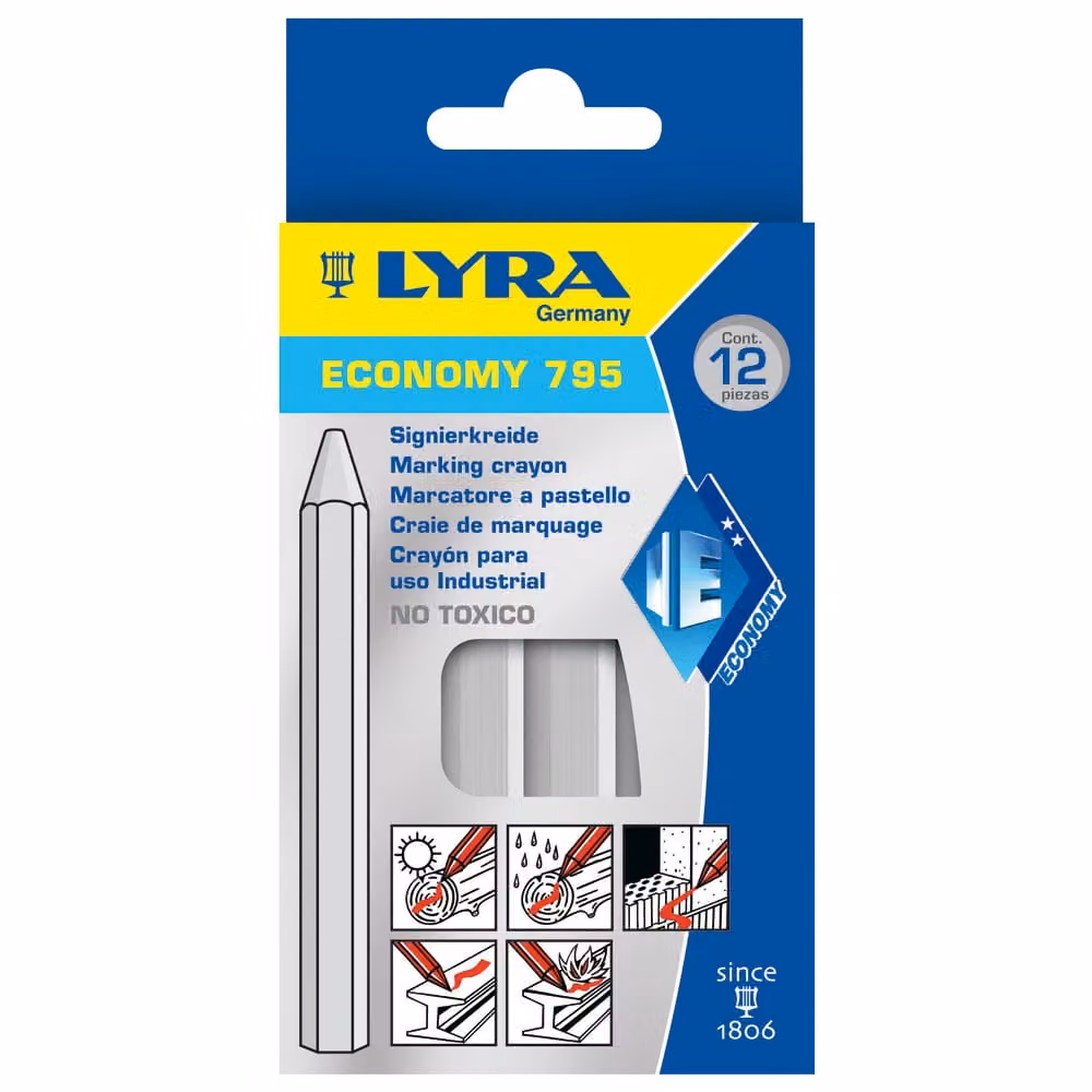 Gesso per marcatura esagonale n.795 bianco a12 pezzi Lyra