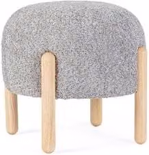 Sgabello Dayla Bizzotto Grigio chiaro con struttura in legno e seduta in tessuto cilindrica