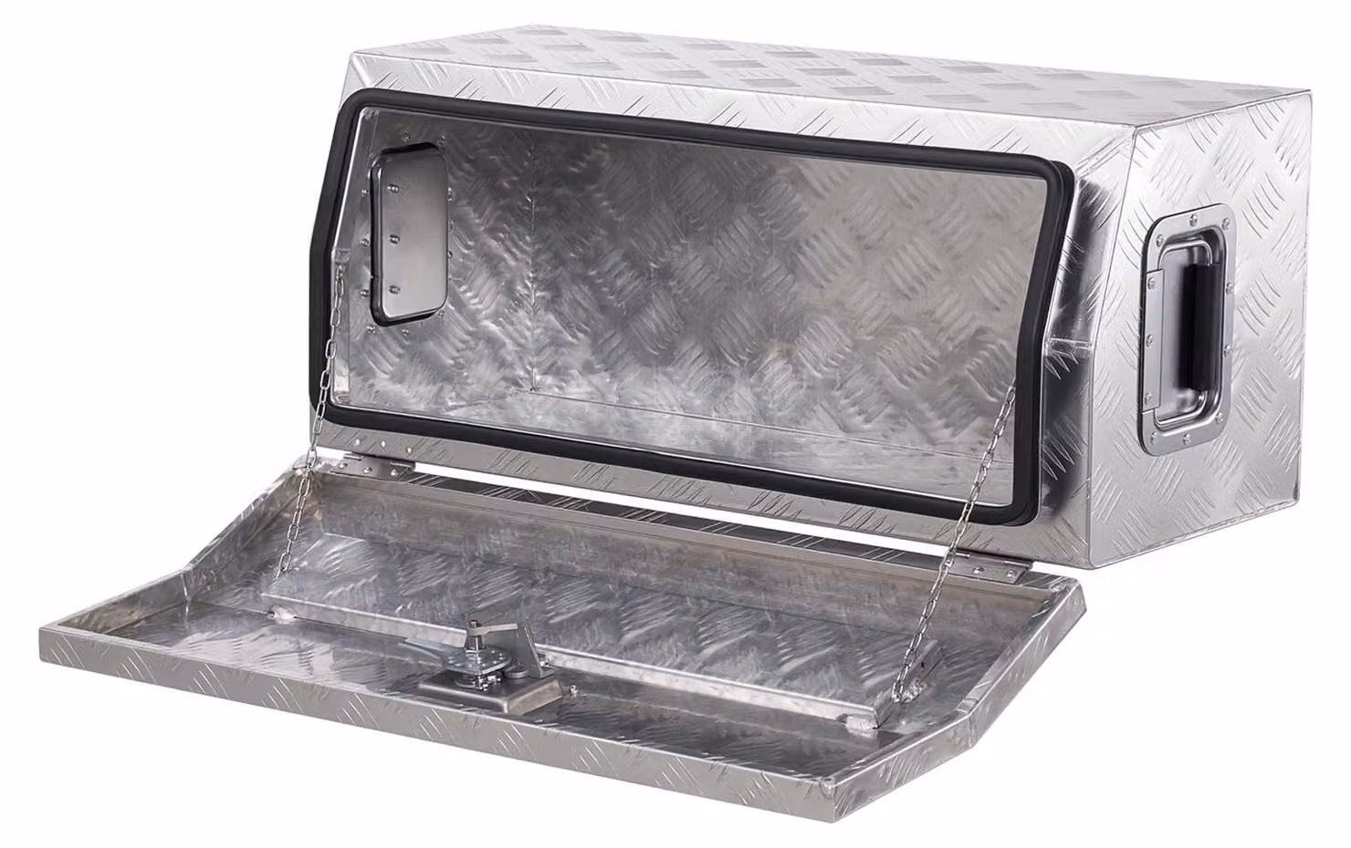 Cassetta portattrezzi in alluminio SucceBuy per pianali di carico, robusta (762 x 330,2 x 330,2 mm) con maniglia laterale e serratura a T, organizer argentato per rimorchi