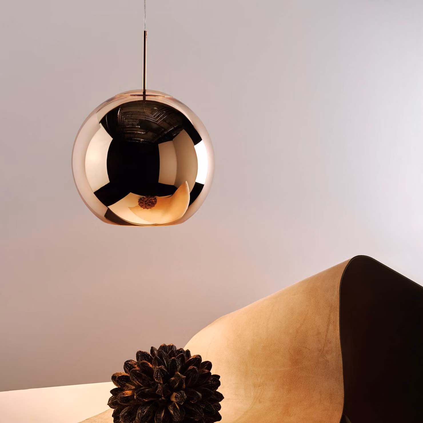 Tom Dixon Lampada a sospensione Copper Round, dimmerabile, Rame, Soggiorno / Sala da pranzo, Plastica, Design, Lampada a sospensione
