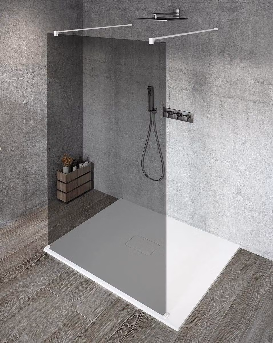 Pannello in vetro per cabina doccia Gelco VARIO WHITE, autoportante, vetro grigio, 800 mm