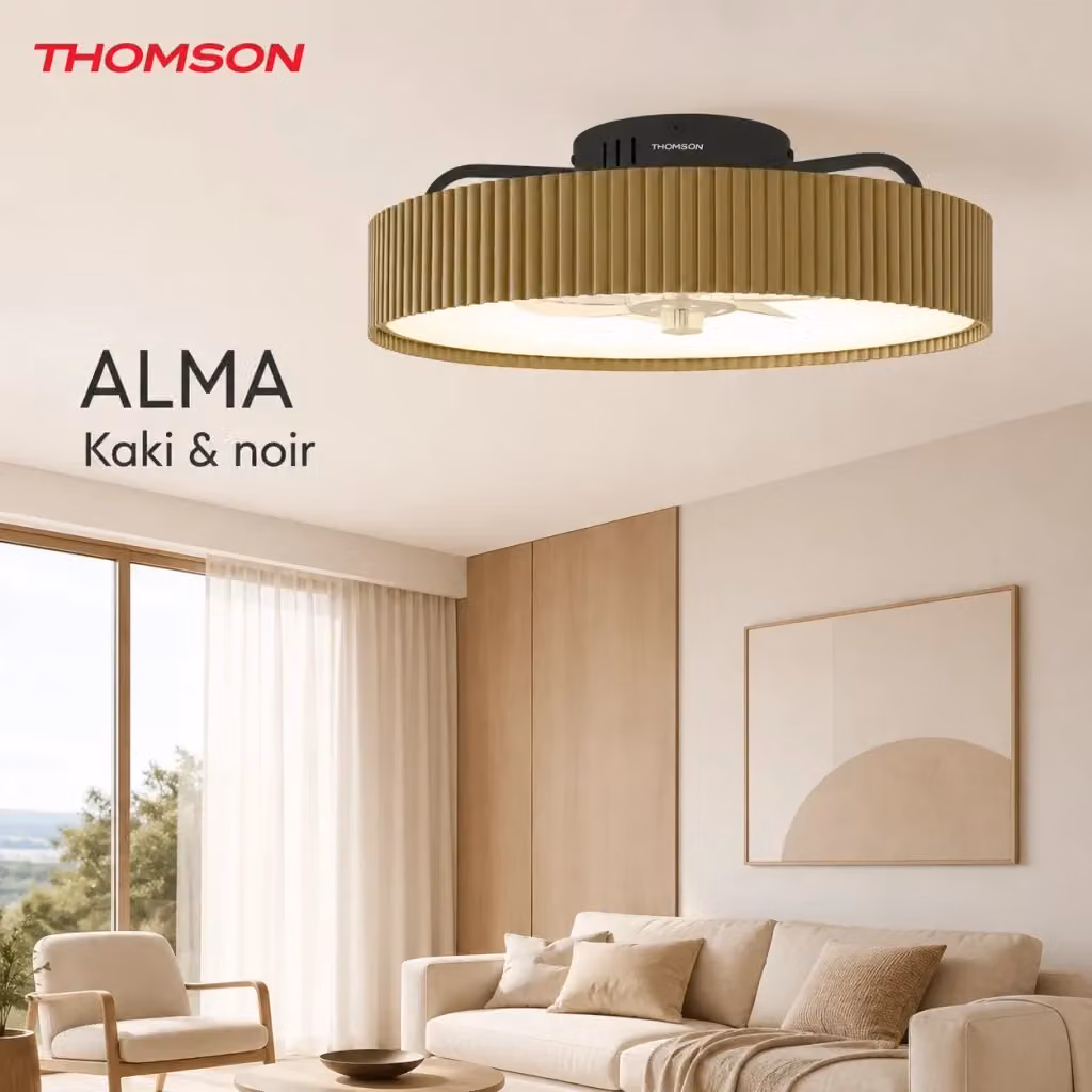 Ventilatore da soffitto con luce LED e telecomando THOMSON ALMA beige e trasparente – 2