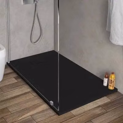 Piatto doccia rettangolare Agorà in resina nero effetto pietra, L: 120 cm, P: 80 cm