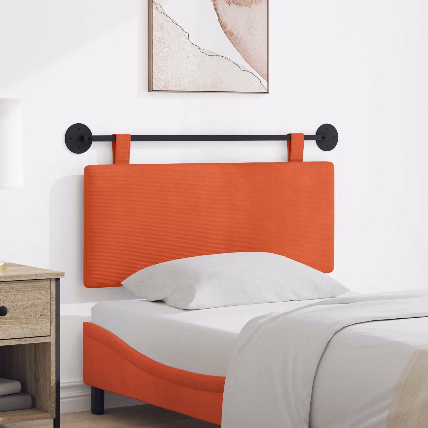 Testiera sospesa moderna vidaXL in tessuto cord in rosso con pannello imbottito L: 110 cm, H: 55 cm, P: 5 cm