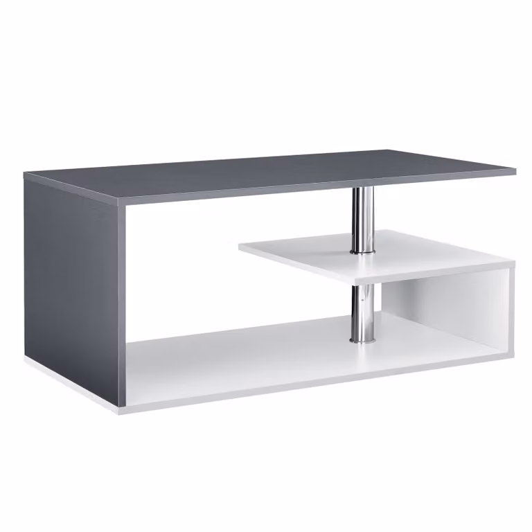 In And OutdoorMatch Tavolino Adrianna - 90x50x41cm - Bianco e grigio scuro - Truciolato - Design moderno