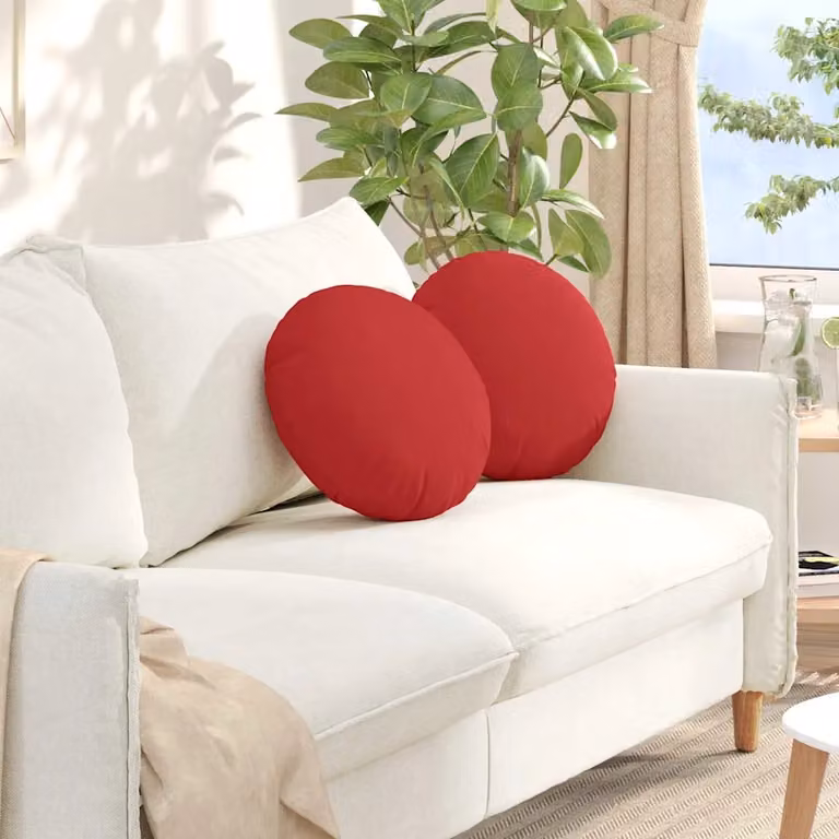 Set di 2 cuscini per seduta rotondi vidaXL in tessuto rosso con rivestimento lavabile Ø40 x 13 cm