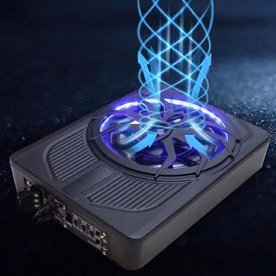 Subwoofer Auto Sotto il Sedile da 10 pollici con Amplificatore Integrato e Illuminazione Ambientale Blu, 800W
