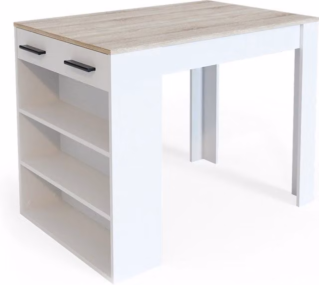 Tavolo da pranzo moderno Vicco Repose rettangolare in MDF color bianco e Sonoma L: 100 cm, P: 67 cm, H: 77,5 cm