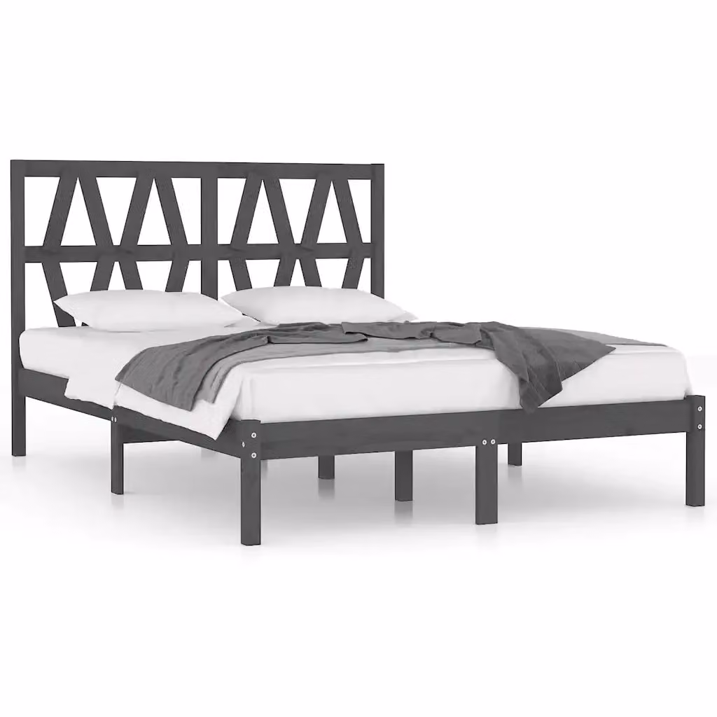 Giroletto vidaXL in legno massello di pino grigio stile rustico 200x200 cm – 2