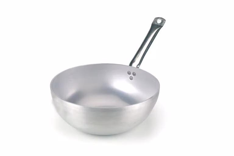 Wok in alluminio con fondo svasato, spessore 5 mm, diam. 28cm