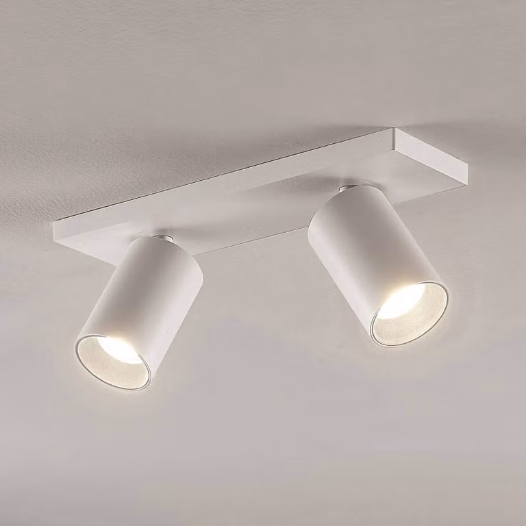 Arcchio Faretto Brinja, bianco, angolare, Ø 6 cm, 2 luci, GU10 Brinja Arcchio, dimmerabile, Bianco / Opale, Corridoio, Alluminio, Moderno, Faretto