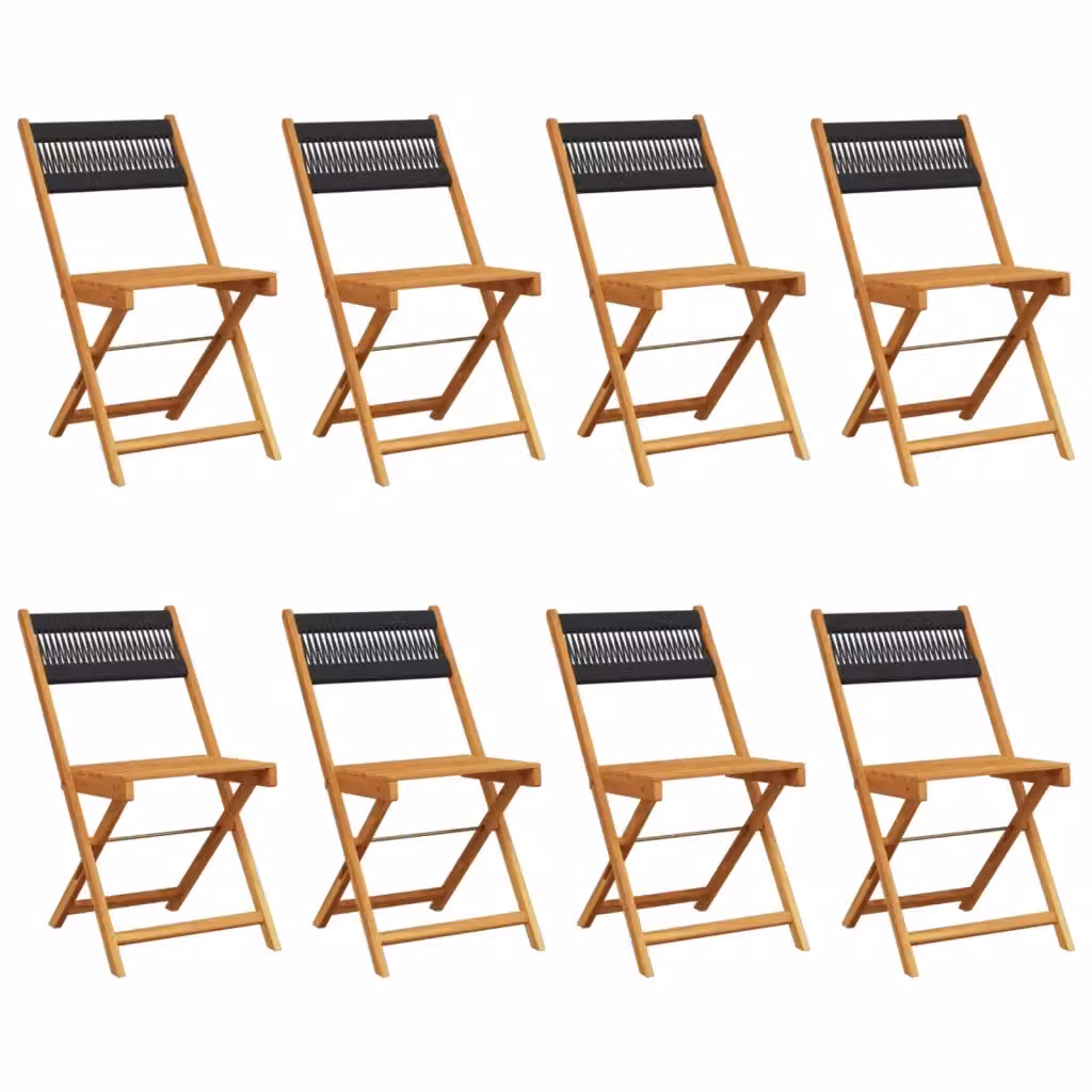 Set di 8 sedie pieghevoli vidaXL in legno di acacia nero per giardino e balcone – 2