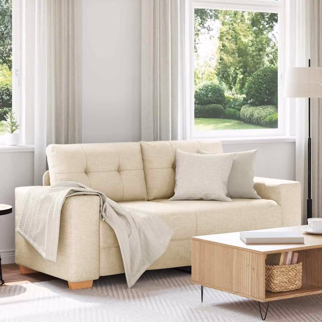 Divanetto moderno vidaXL in tessuto beige con cuscini, L/P/H: 180 x 77 x 82 cm