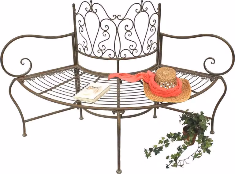 DanDiBo panchina albero metallo resistente alle intemperie marrone 135 cm 3 posti semicircolare JC112287 panca da giardino panca rotonda