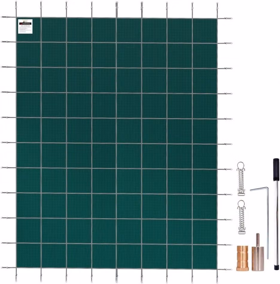 Copertura rettangolare di sicurezza per piscina - Verde - Inverno all'aperto - 14x26 FT