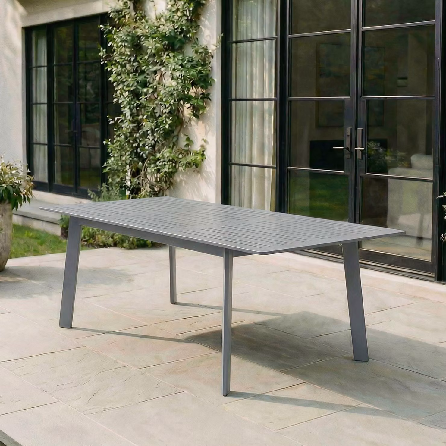 Tavolo da giardino VERANO allungabile con sistema a farfalla, 180 - 260 x 75 x 103 cm, antracite, alluminio - resistente alle intemperie, stabile - tavolo da terrazza, tavolo da balcone