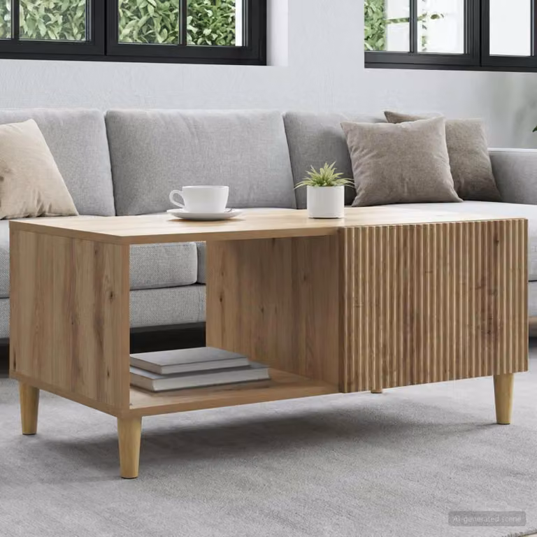 vidaXL Tavolino da salotto moderno in legno color rovere, L: 90 cm, P: 50 cm, H: 40 cm