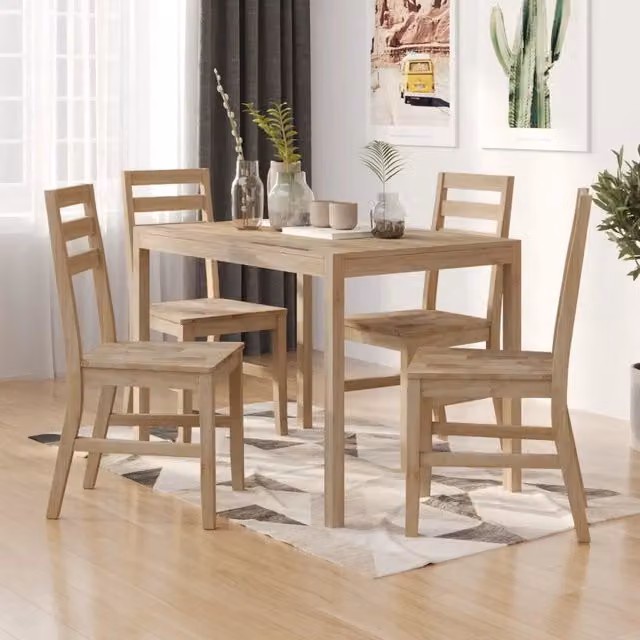 vidaXL Set da Pranzo Moderno in Legno di Acacia Marrone con Tavolo Rettangolare e 4 Sedie