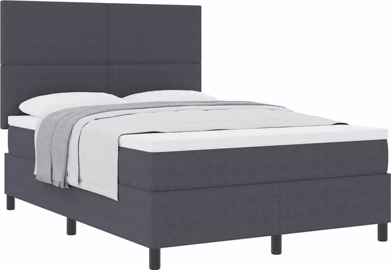 Letto a molle con testiera Grigio Scuro e Bianco 160 x 200 cm