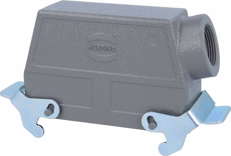 HARTING Han 24B Custodia tubolare alta, 1xPG21 uscita cavo laterale, con 2 staffe trasversali Vite PG21 Area di serraggio