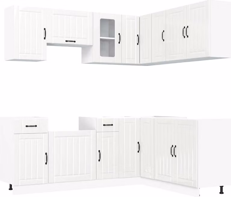 Set Mobili da Cucina 11 pz Lucca Bianchi Lucido in Truciolato