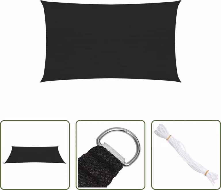 The Living Store Tenda da sole 160 g/m² Nero 5x8 m HDPE